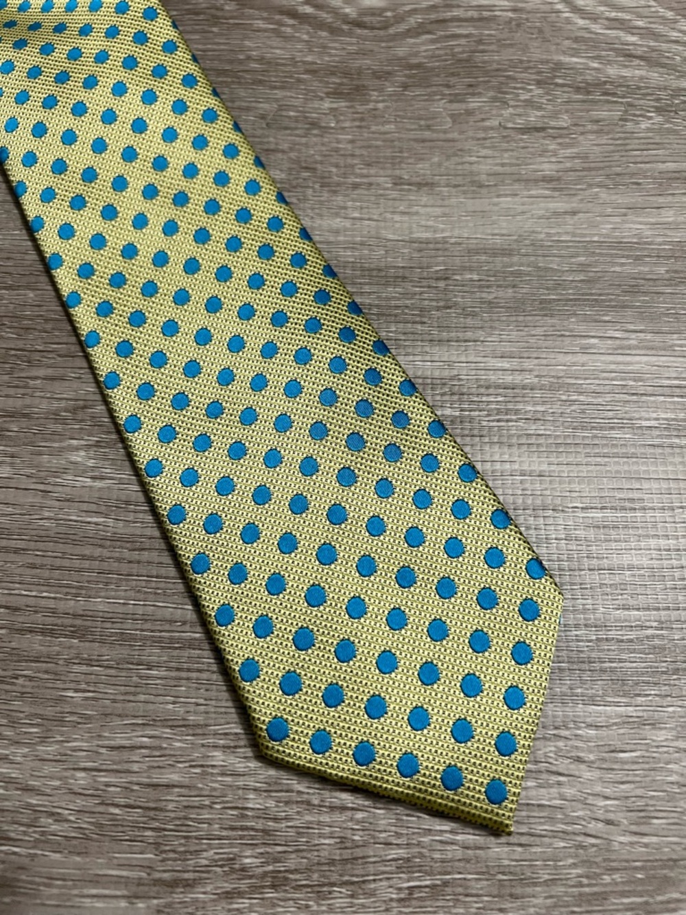 Alexander Julian Colours Polka Dot Tie - Yellow with Blue Dots
